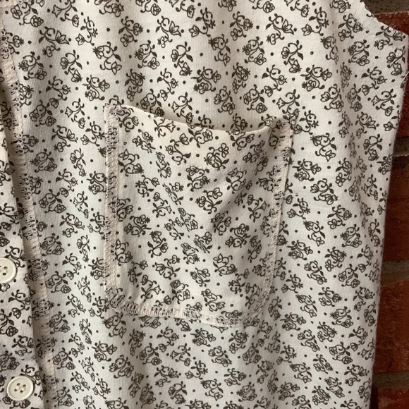 Vintage Palm Grove Cream Print Button Front Sleeveless Top - Picture 4 of 5